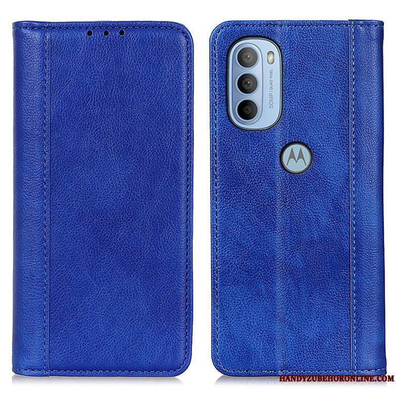 Flip Cover Moto G41 / G31 Cuir Litchi Fendu Élégance