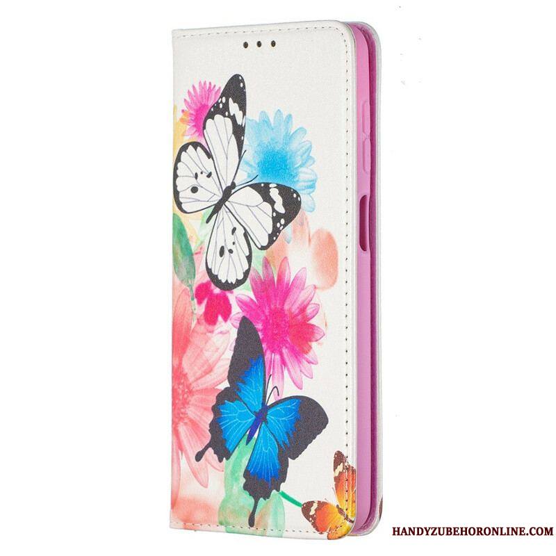 Flip Cover Samsung Galaxy A12 / M12 Papillons Colorés