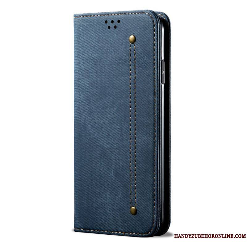 Flip Cover Samsung Galaxy M32 Tissu Jeans