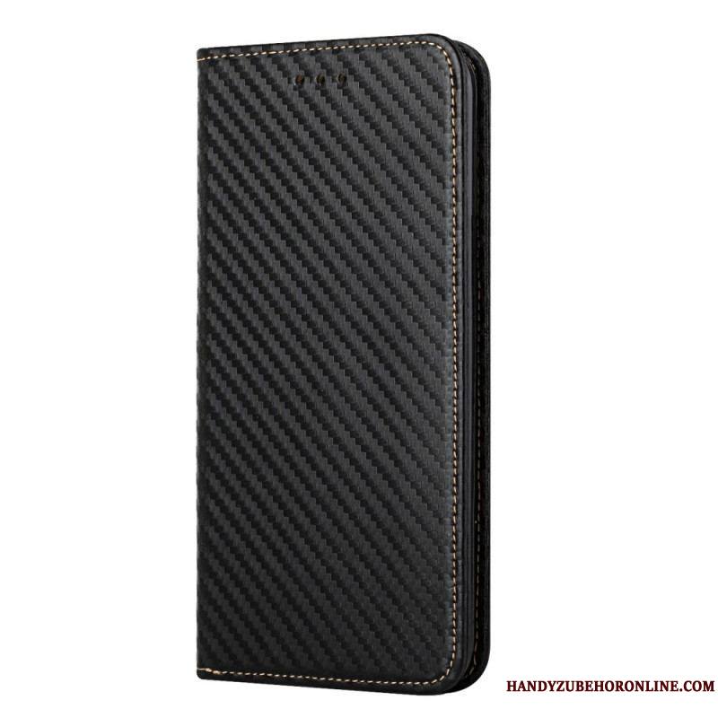 Flip Cover Samsung Galaxy S22 Ultra 5G Fibre Carbone à Lanière