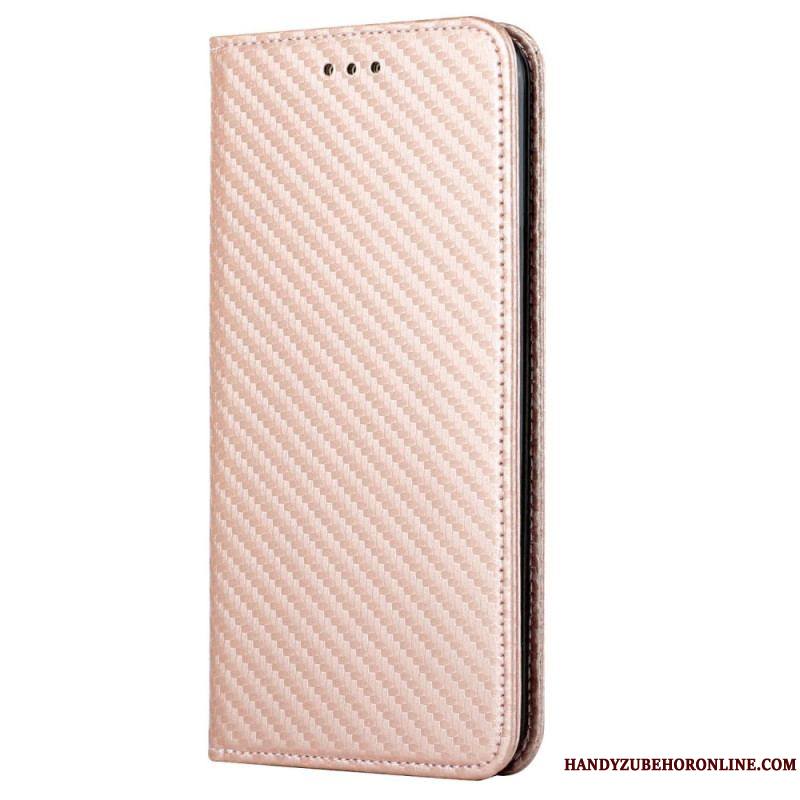 Flip Cover Samsung Galaxy S23 5G Style Fibre Carbone à Lanière