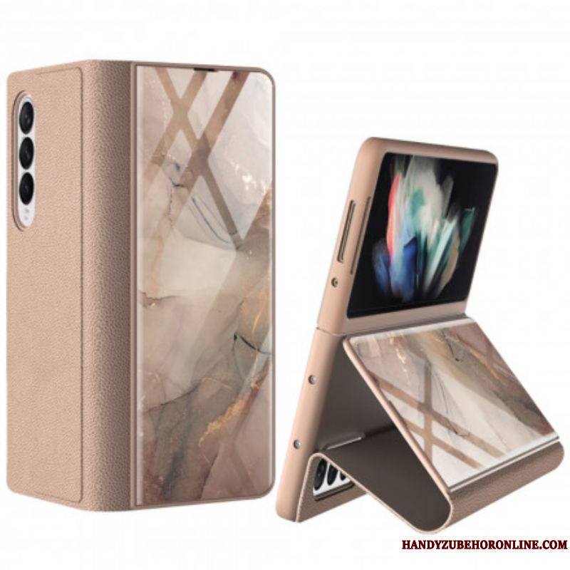 Flip Cover Samsung Galaxy Z Fold 3 5G Verre Trempé Marbre GKK