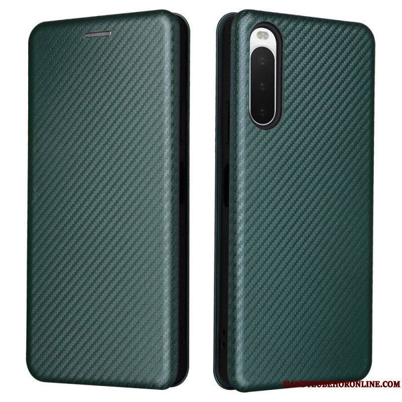 Flip Cover Sony Xperia 10 IV Texture Fibre Carbone