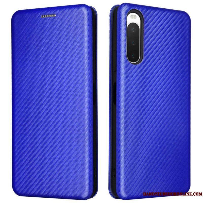 Flip Cover Sony Xperia 10 IV Texture Fibre Carbone