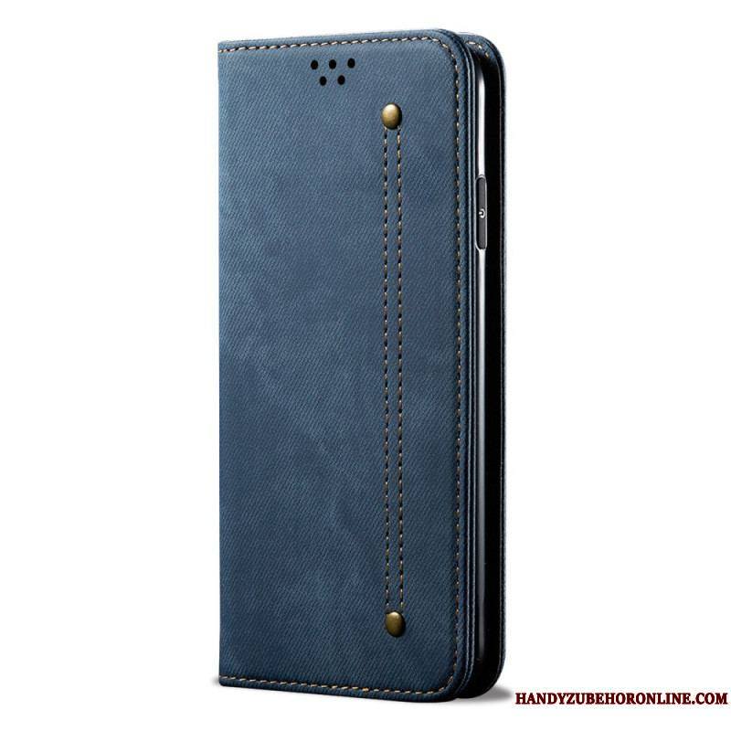 Flip Cover Xiaomi 12 Pro Tissu Jeans