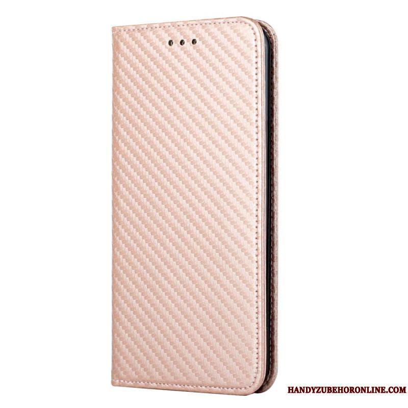 Flip Cover Xiaomi Redmi Note 10 Pro Fibre Carbone à Lanière