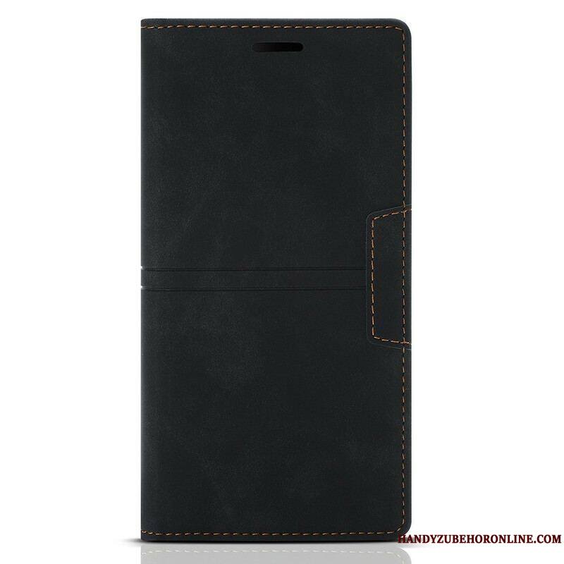 Flip Cover iPhone 13 Pro Style Cuir Couture Fermoir Magnétique