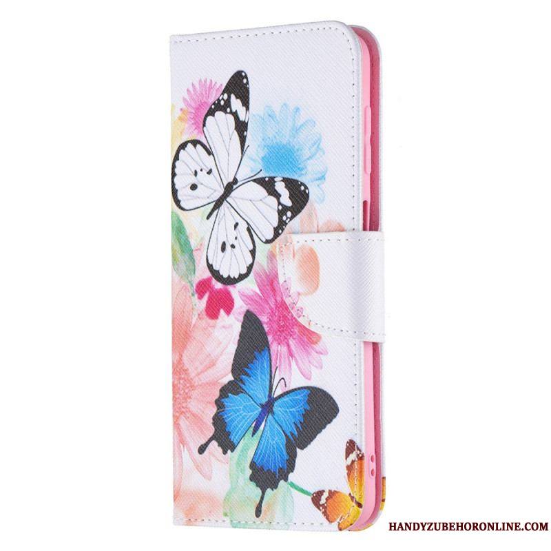 Housse Samsung Galaxy M32 Papillons et Fleurs Peints