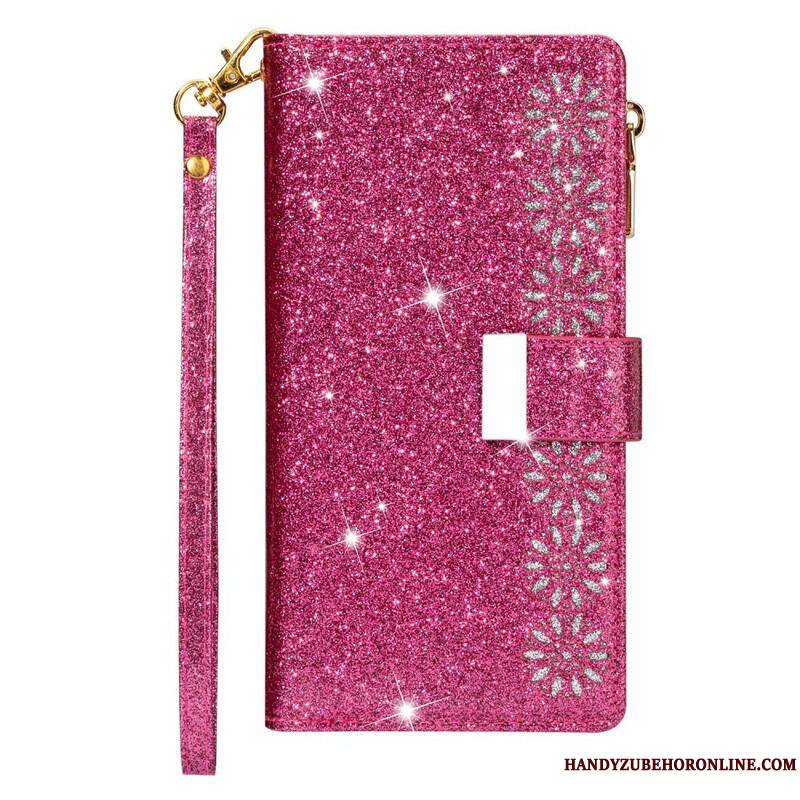 Housse Samsung Galaxy Note 20 Paillettes Portefeuille Zip