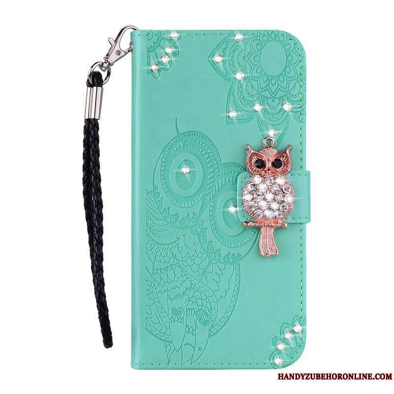 Housse Samsung Galaxy S21 5G Hibou Mandala et Breloque