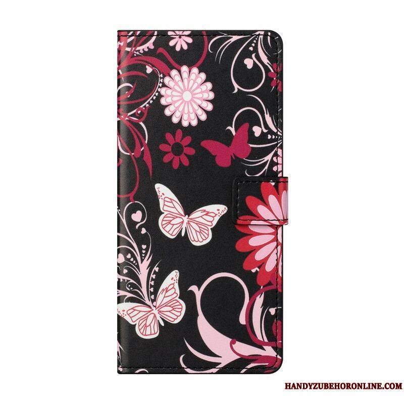 Housse Samsung Galaxy S21 5G Papillons et Fleurs