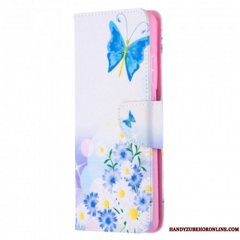 Housse Samsung Galaxy S21 Ultra 5G Papillons et Fleurs Peints