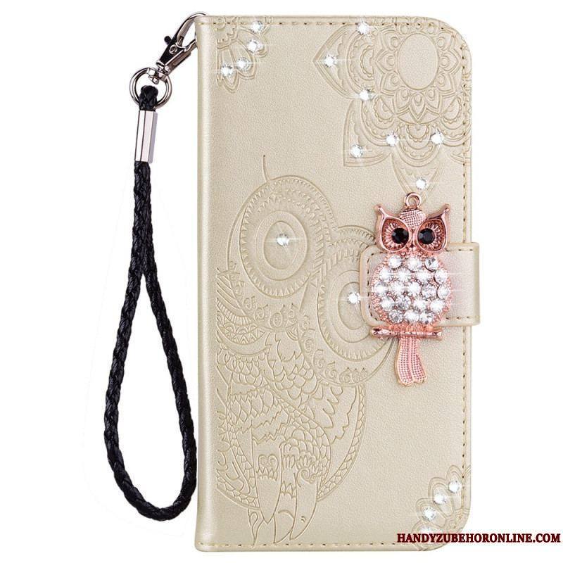 Housse Samsung Galaxy S22 5G Hibou Mandala et Breloque