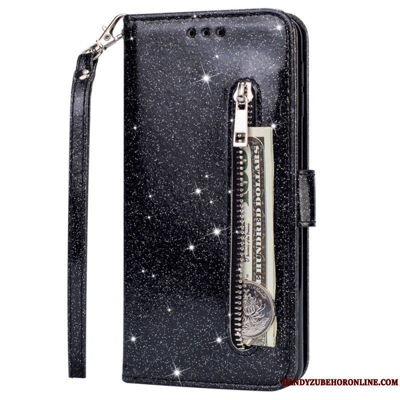 Housse Samsung Galaxy S22 5G Porte-Monnaie Paillettes