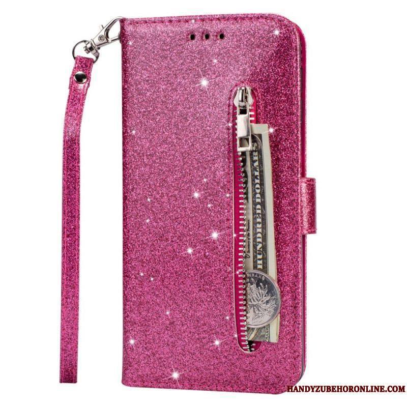 Housse Samsung Galaxy S22 5G Porte-Monnaie Paillettes