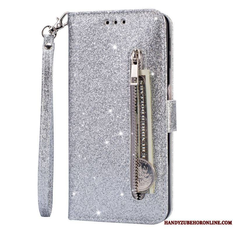 Housse Samsung Galaxy S22 5G Porte-Monnaie Paillettes