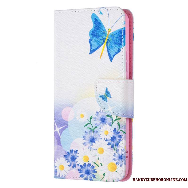 Housse Samsung Galaxy S22 Plus 5G Papillons et Fleurs Peints