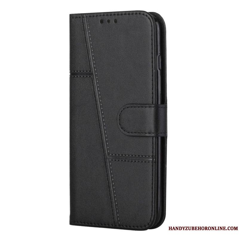 Housse Samsung Galaxy S23 5G Style Cuir Géométrique à Lanière