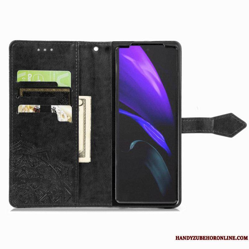 Housse Samsung Galaxy Z Fold 4 Mandala Moyen Âge à Lanière