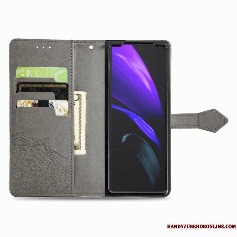 Housse Samsung Galaxy Z Fold 4 Mandala Moyen Âge à Lanière