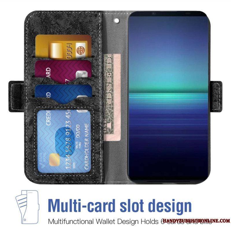 Housse Sony Xperia 5 IV Vintage Porte-Cartes Rotatif