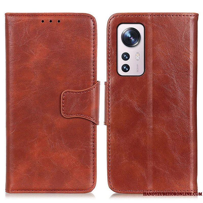 Housse Xiaomi 12 Pro Cuir Fendu Fermoir Réversible