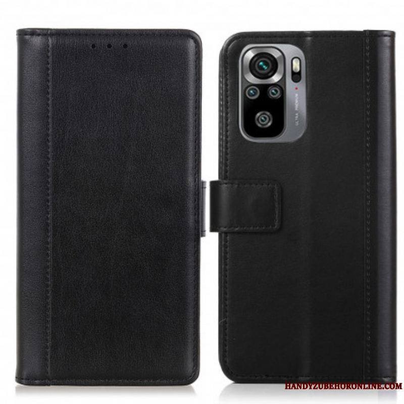 Housse Xiaomi Redmi Note 10/10S/Poco M5s Style Cuir Fendu