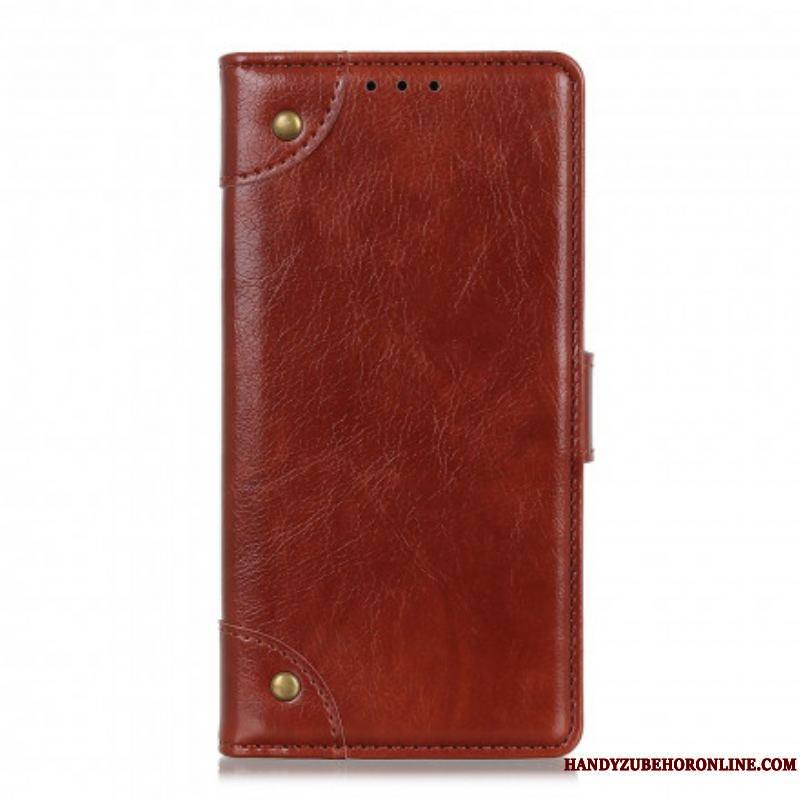 Housse Xiaomi Redmi Note 10 Pro Style Cuir Nappa Rivets Vintage