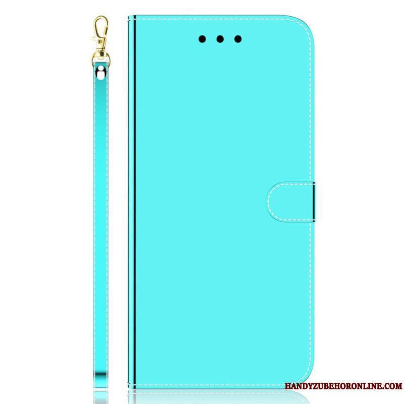 Housse Xiaomi Redmi Note 12 4G Simili Cuir Miroir avec Lanière