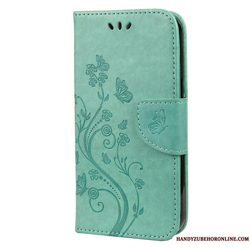 Housse iPhone 13 Mini Florale à Lanière