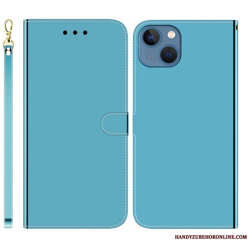 Housse iPhone 14 Plus Simili Cuir Couverture Miroir