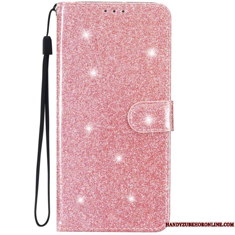 Housse iPhone 15 Plus Effet Paillettes à Lanière