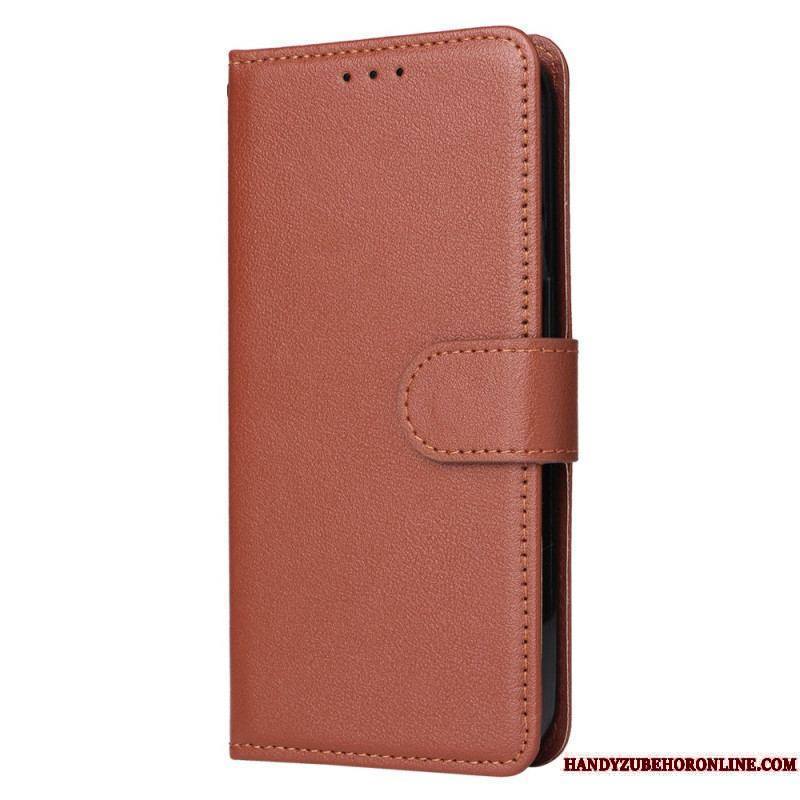 Housse iPhone 15 Plus Style Cuir Classique à Lanière