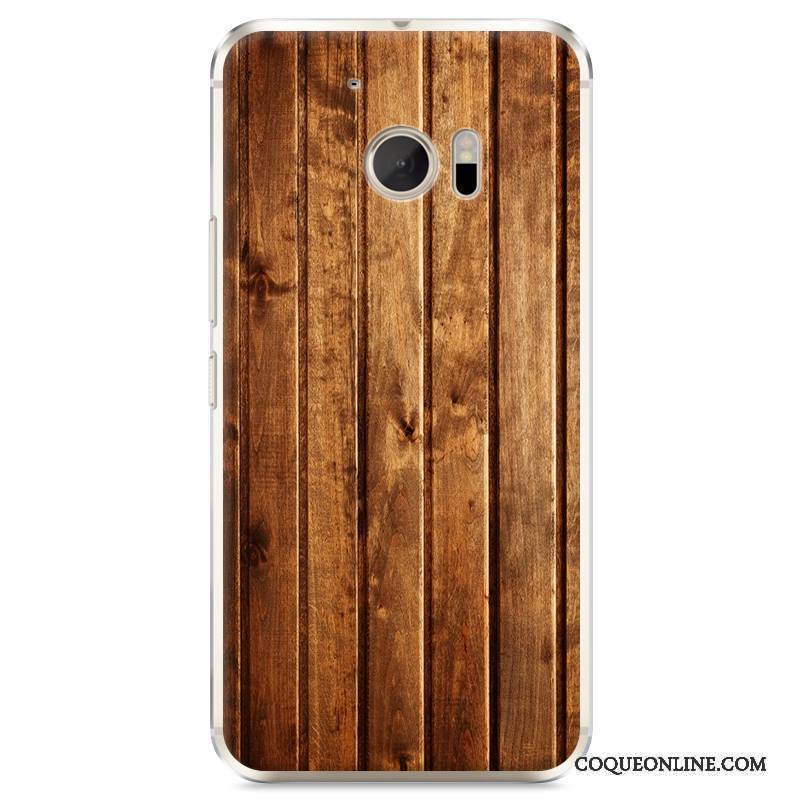 Htc 10 Coque De Téléphone Étui Protection Grain De Bois Difficile Marron Téléphone Portable