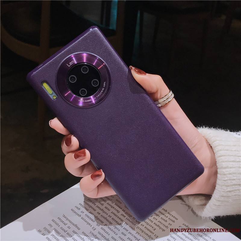 Huawei Mate 30 Coque Bleu Cuir Noir Incassable Créatif Tout Compris Violet