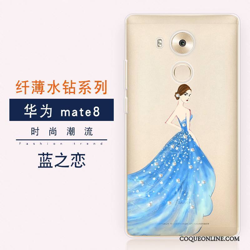 Huawei Mate 8 Coque Tout Compris Fluide Doux Silicone Tendance Bleu Luxe Incassable