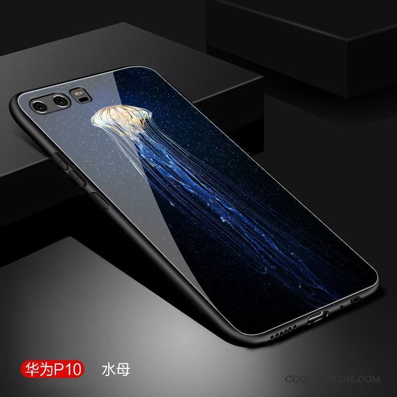 Huawei P10 Coque Créatif Protection Tout Compris Noir Verre Incassable Étui