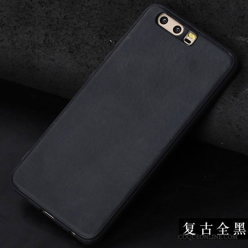 Huawei P10 Tendance Coque De Téléphone Vintage Créatif Bleu Marin Étui En Cuir Incassable