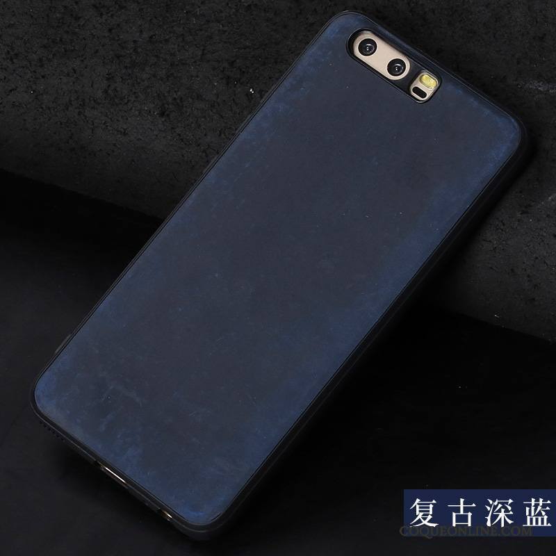 Huawei P10 Tendance Coque De Téléphone Vintage Créatif Bleu Marin Étui En Cuir Incassable