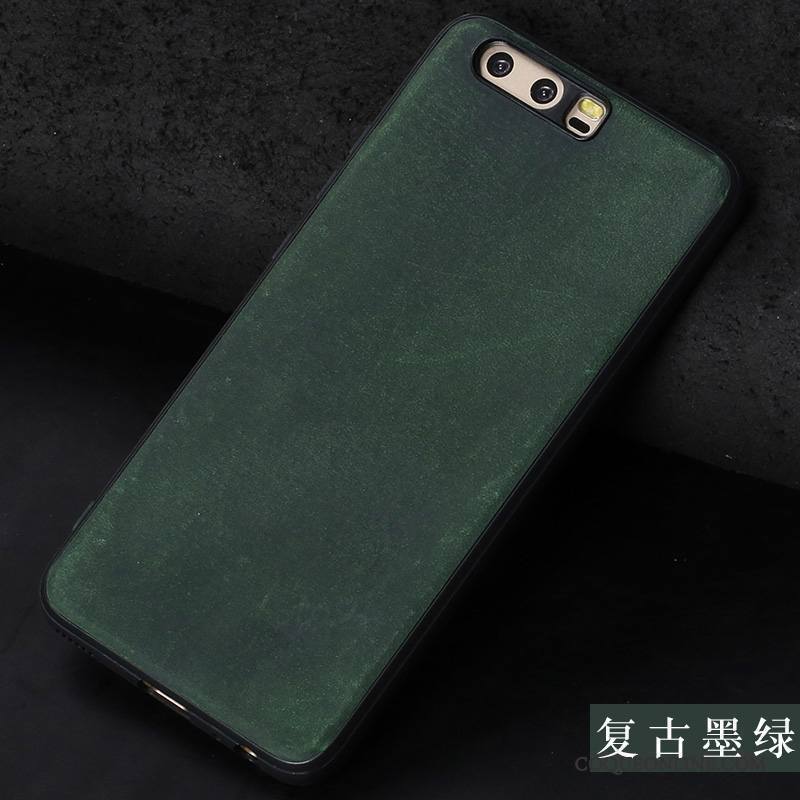 Huawei P10 Tendance Coque De Téléphone Vintage Créatif Bleu Marin Étui En Cuir Incassable