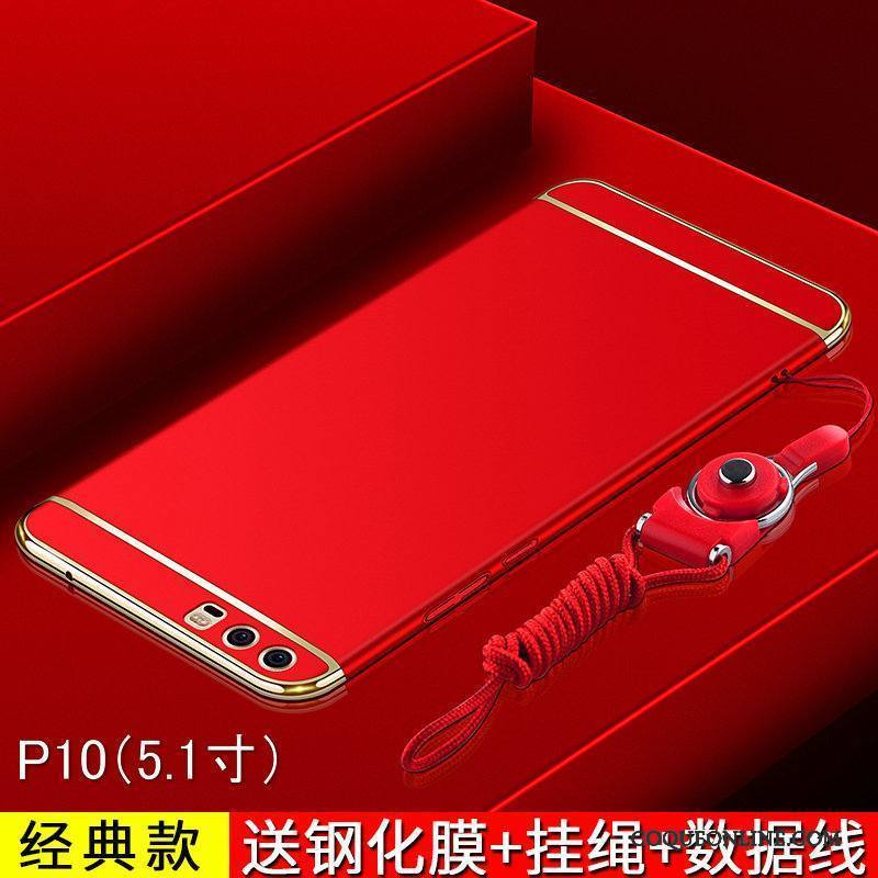 Huawei P10 Tendance Rouge Délavé En Daim Incassable Protection Coque De Téléphone Étui