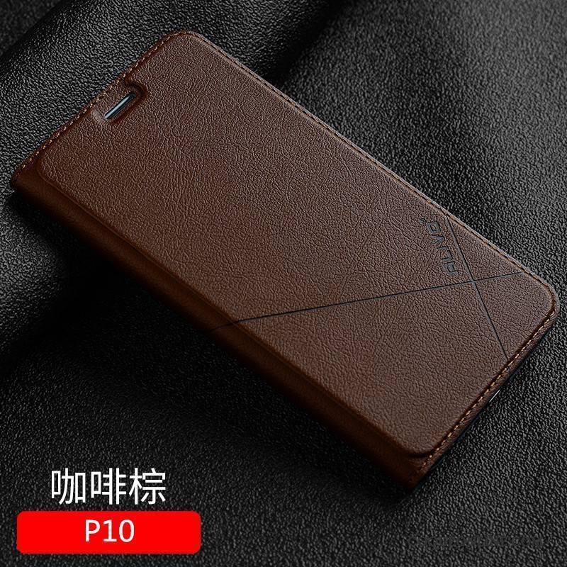 Huawei P10 Étui Étui En Cuir Clamshell Protection Incassable Coque De Téléphone Bleu