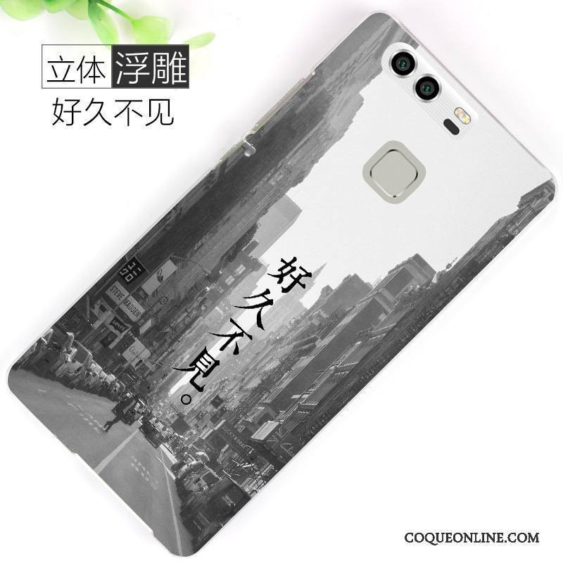 Huawei P9 Gris Coque De Téléphone Protection Incassable Délavé En Daim Peinture Créatif