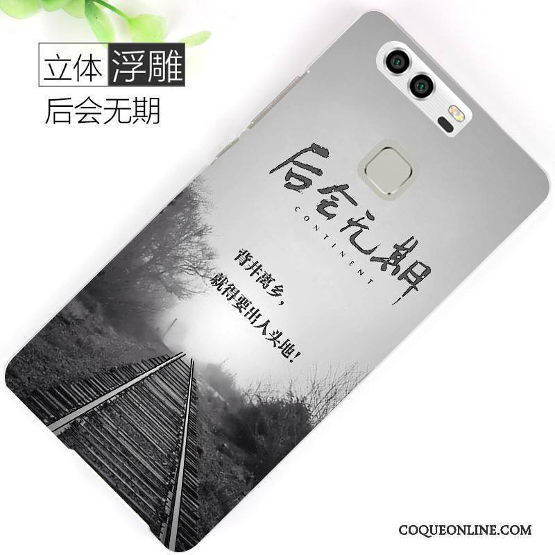 Huawei P9 Gris Coque De Téléphone Protection Incassable Délavé En Daim Peinture Créatif