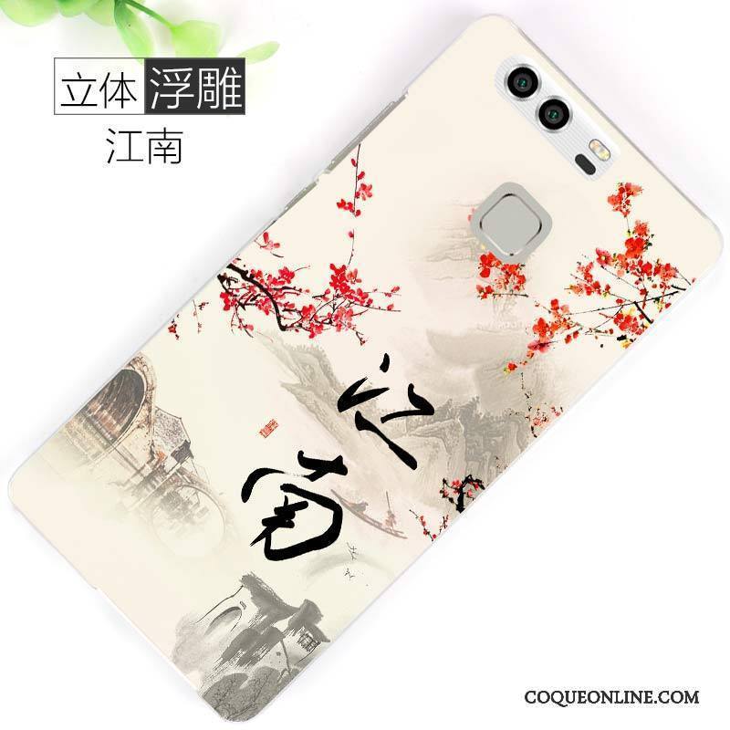 Huawei P9 Gris Coque De Téléphone Protection Incassable Délavé En Daim Peinture Créatif