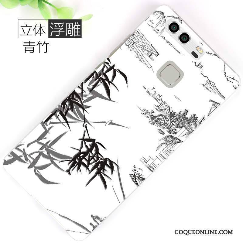 Huawei P9 Gris Coque De Téléphone Protection Incassable Délavé En Daim Peinture Créatif