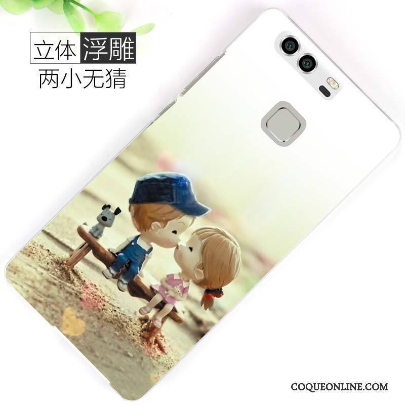 Huawei P9 Gris Coque De Téléphone Protection Incassable Délavé En Daim Peinture Créatif