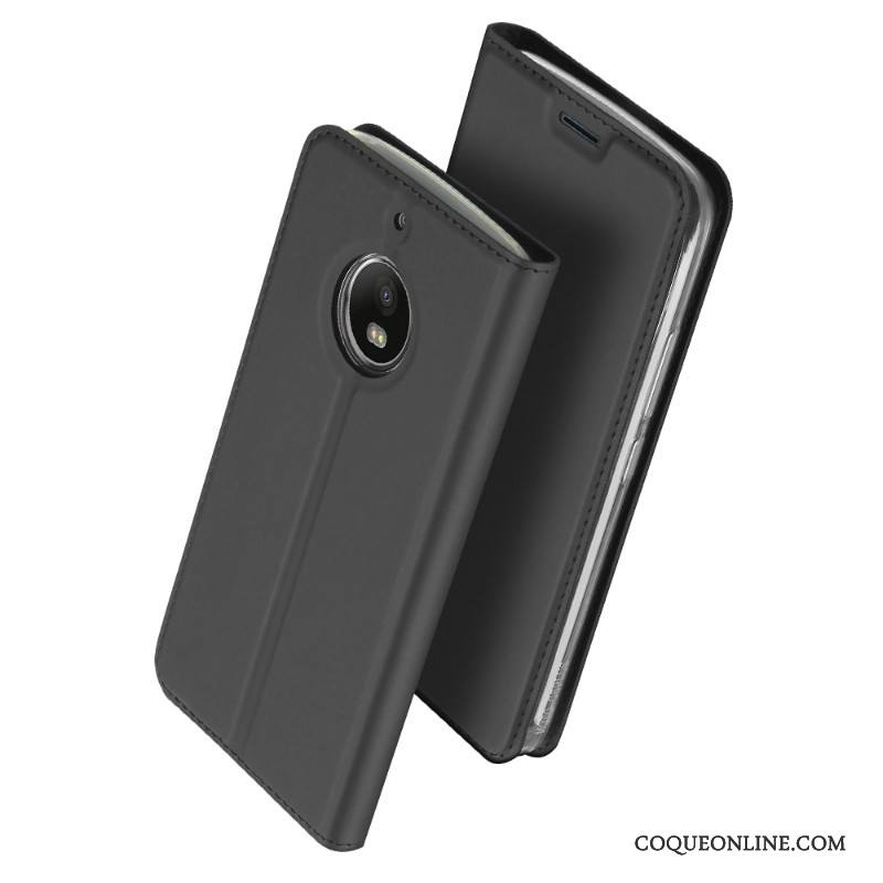 Moto E4 Plus Noir Housse Étui En Cuir Protection Téléphone Portable Incassable Coque