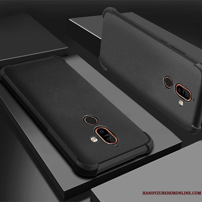 Nokia 7 Plus Violet Silicone Incassable Délavé En Daim Coque De Téléphone Tout Compris Étui