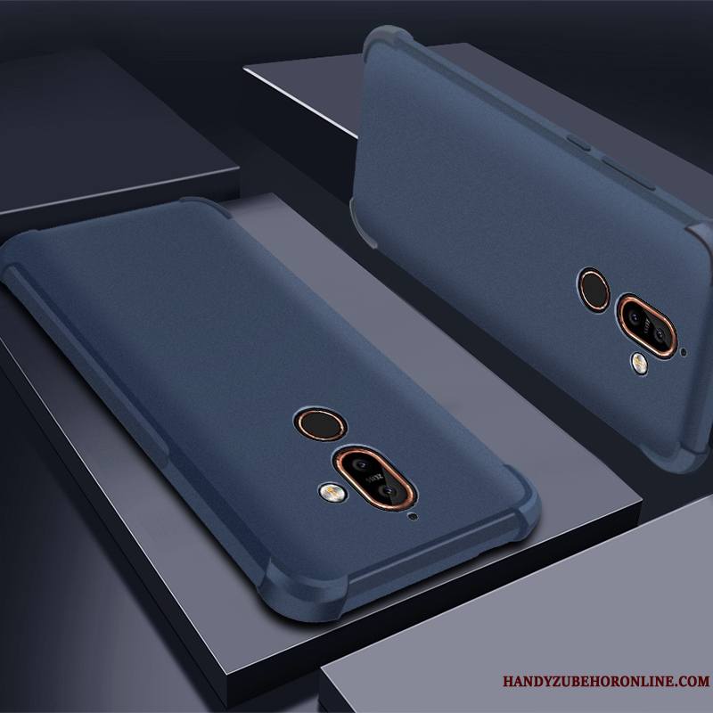 Nokia 7 Plus Violet Silicone Incassable Délavé En Daim Coque De Téléphone Tout Compris Étui